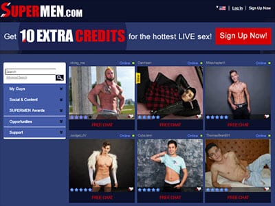 <h2>Supermen Discount</h2>
<p>Supermen are one of the hottest live gay video chat sites. Free chat and <strong>$0.88/min HAPPY HOUR</strong> make it a favorite for many live cam enthusiasts. Sign up through our promotion link and <strong>get $10 EXTRA CREDITS on your first purchase</strong>.</p>
