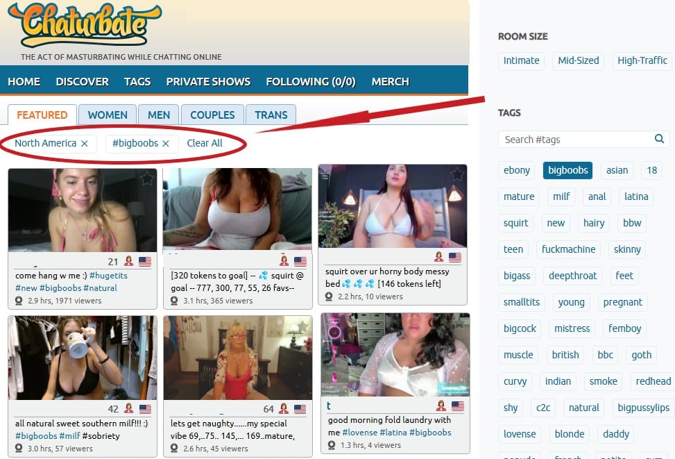 how to filter models on Chaturbate