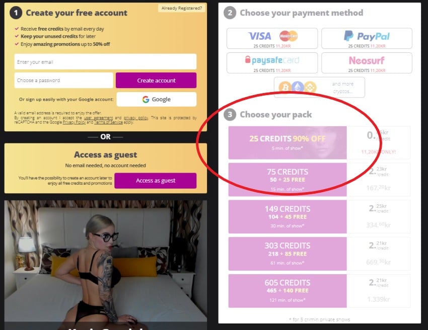 New members up to 90 precent off at X Cams