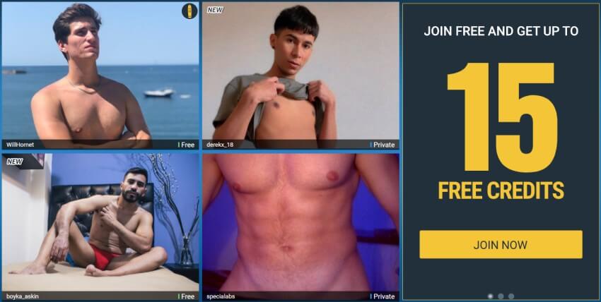 Join sexier male and get 15 free credits