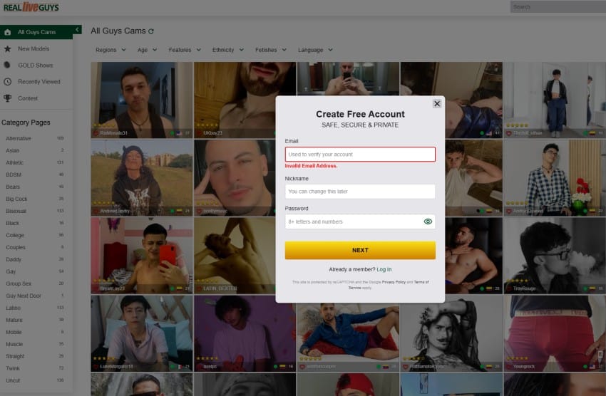 sign up for an account