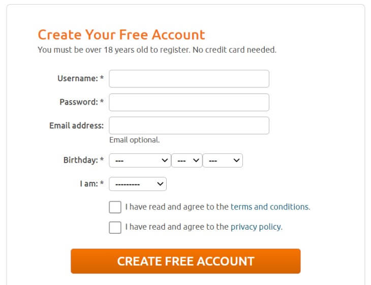 how to create a chaturbate free account