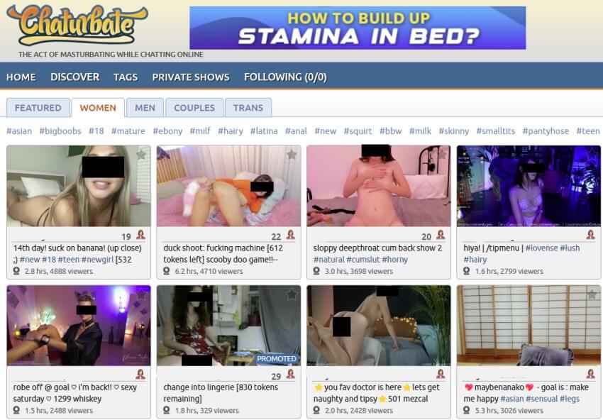 chaturbate broadcaster on the home page